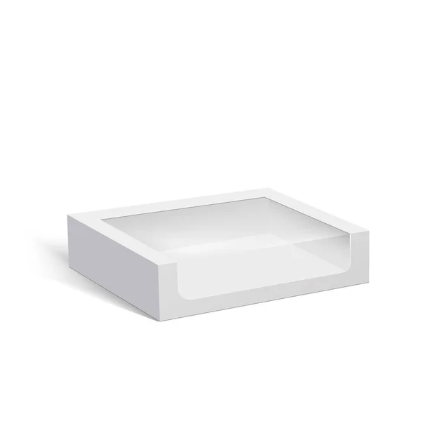 Embalaje de caja de papel en blanco para sándwich, comida, regalo u otros productos con ventana de plástico. Ilustración vectorial — Vector de stock