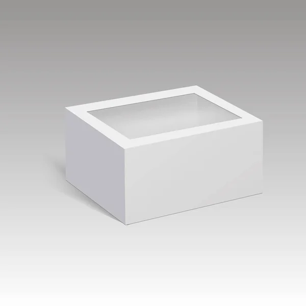 Embalaje de caja de papel en blanco para sándwich, comida, regalo u otros productos con ventana de plástico. Ilustración vectorial — Vector de stock