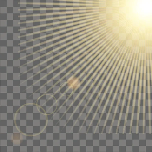 Lumière du soleil effet de lumière torche lentille spéciale sur fond transparent. Vecteur — Image vectorielle