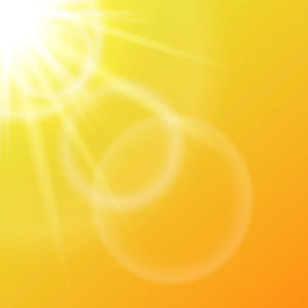 夏の太陽、ライト、レンズのフレアと抽象的な背景は。ベクトル — ストックベクタ