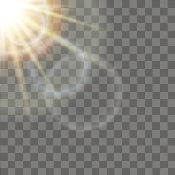 Efecto de luz de destello de lente especial sobre fondo transparente. Vector — Vector de stock