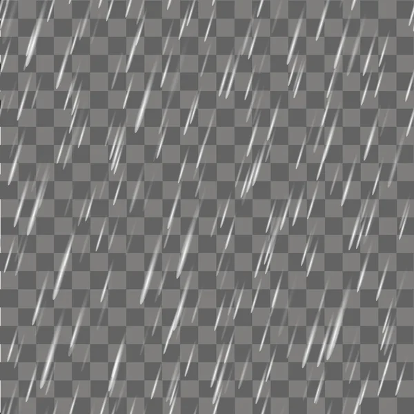 Realistisk regn eller vatten regndroppar på transparent bakgrund. Vektor — Stock vektor