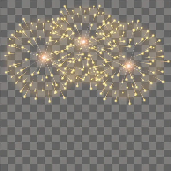 Fireworks salute on transparent background. Vector — Stock Vector