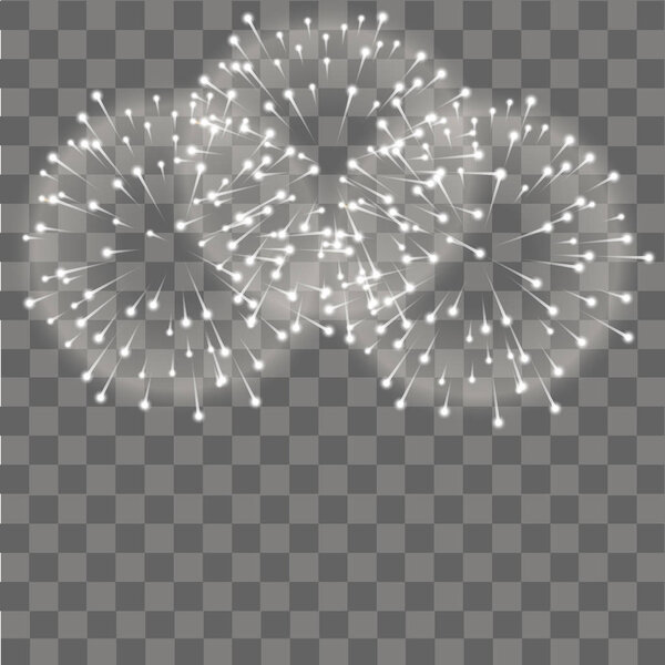 Фейерверки приветствуют на прозрачном фоне. Вектор

