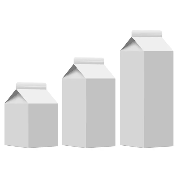 Caja de embalaje de cartón de leche o jugo blanco en blanco aislado. Vector . — Vector de stock
