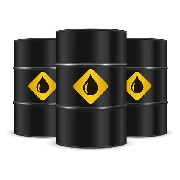 Barril de petróleo negro realista en blanco. Vector — Vector de stock