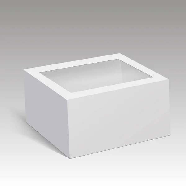 Confezione in scatola di carta bianca per sandwich, cibo, regalo o altri prodotti con finestra di plastica. Illustrazione vettoriale . — Vettoriale Stock