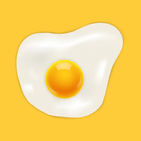 Sült tojás, sárga háttér előtt. Vektor — Stock Vector