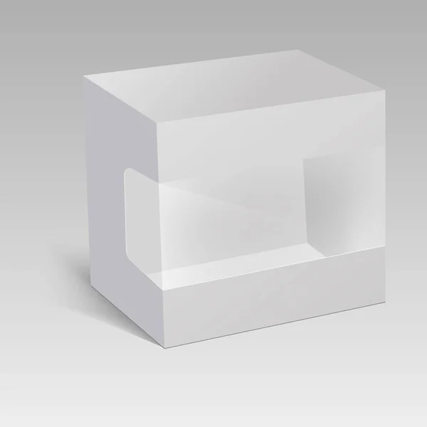 Embalaje vertical en blanco de la caja de papel para sándwich, comida, regalo u otros productos con ventana de plástico. Ilustración vectorial . — Archivo Imágenes Vectoriales