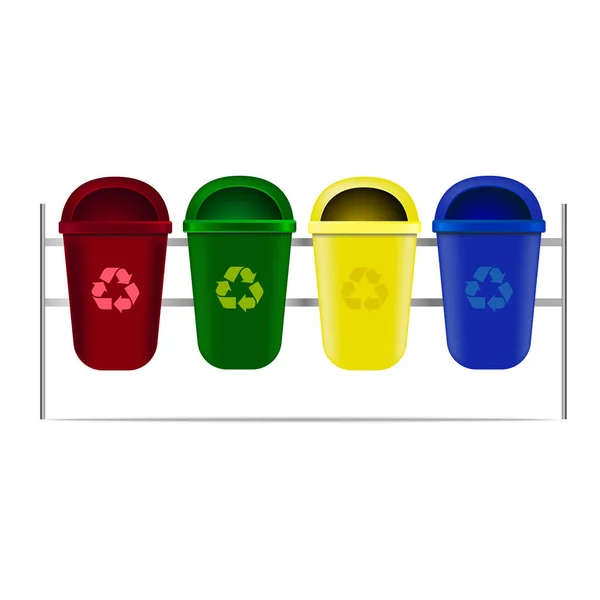 Set of recycle bins for trash or garbage. Vector icons — Stock Vector