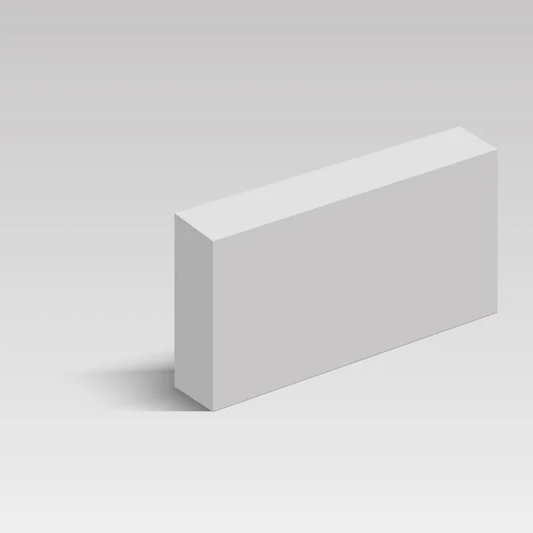 Plantilla de vector de caja de cartón cuadrada larga blanca. Envase de papel para producto. Ilustración vectorial . — Vector de stock