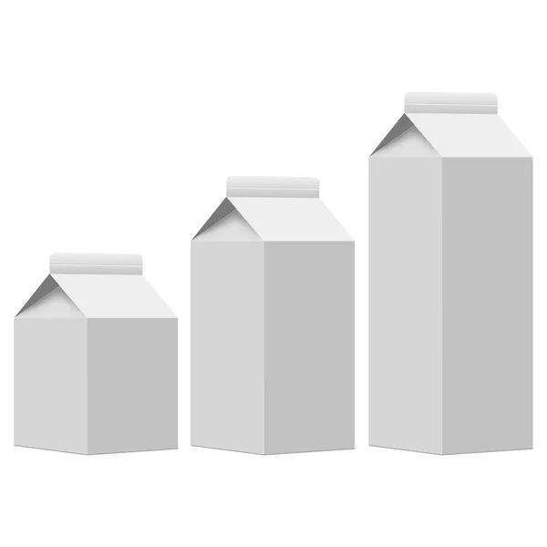 Пакет упаковки молока или сока упаковка коробка белый чистый изолированный. Вектор . — стоковый вектор