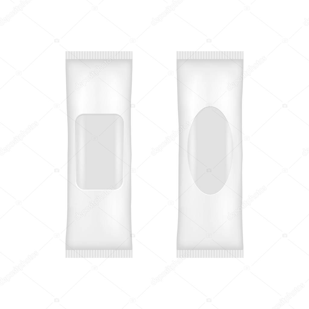 White blank plastic pouch pocket bags. Vector illustration