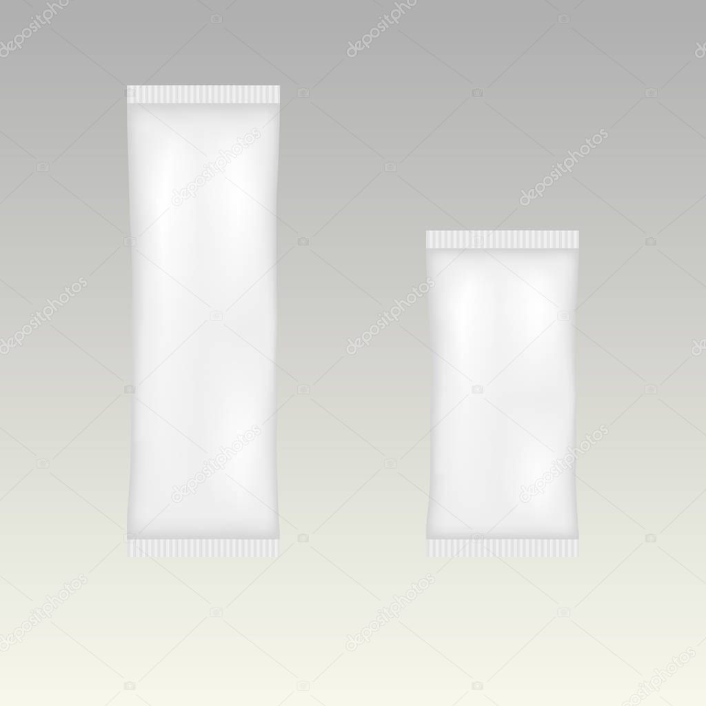 White blank plastic pouch pocket bags. Vector illustration