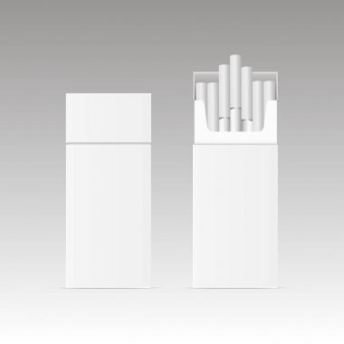 Beyaz arka plan üzerinde izole ciggarette boş paket kutu. Vektör