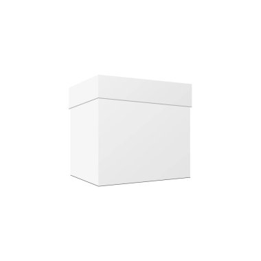  Boş beyaz dikey dikdörtgen karton kutu. Vektör