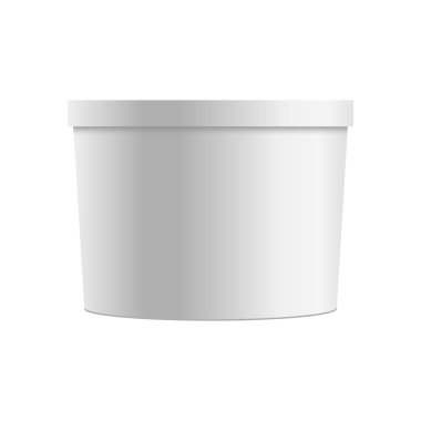 Tatlı olarak, plastik küvet boş yoğurt, dondurma. Vektör