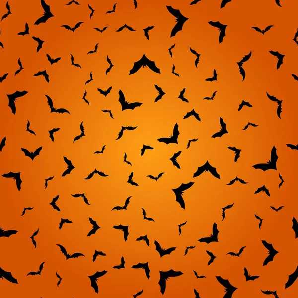 Patrón sin costuras con murciélagos sobre fondo naranja. Vector — Vector de stock