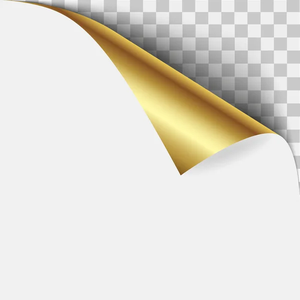 Peau d'angle de la page d'or. Feuille vierge de papier plié collant note. Autocollant d'illustration vectorielle peau pour message publicitaire et promotionnel isolé sur fond blanc — Image vectorielle