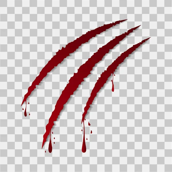Червоні кігті з кров'ю на прозорому фоні для Хеллоуїна. Векторні — стоковий вектор