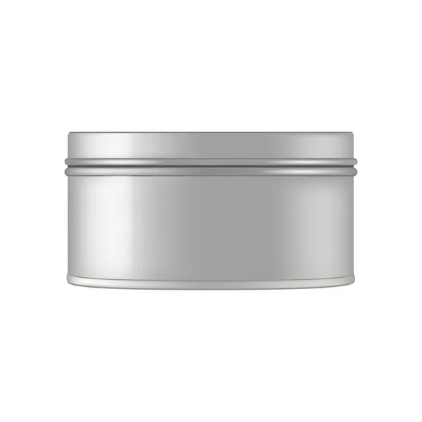 Kosmetikdose aus Metall für Creme, Peeling, Gel, Puder. Vecto-Attrappe — Stockvektor