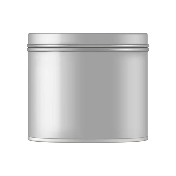 Frasco cosmético de metal de nata, esfoliação, gel, pó. Mockup Vecto —  Vetores de Stock