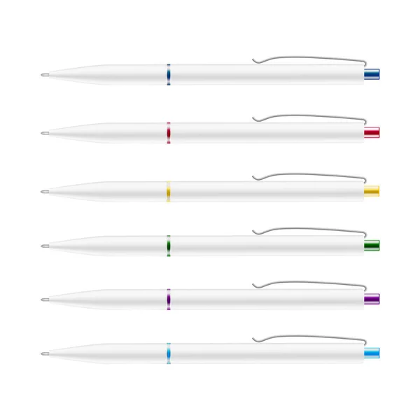 Blank of white pens. Vector — Stock Vector