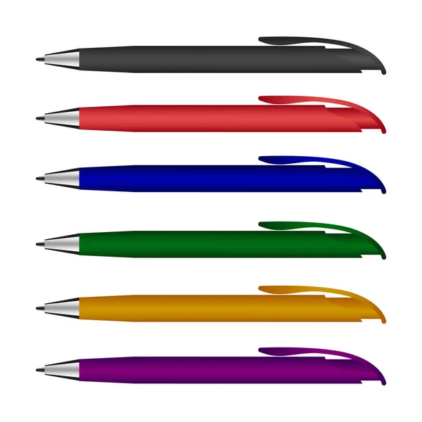 Blanc de stylos de différentes couleurs. Vecteur — Image vectorielle