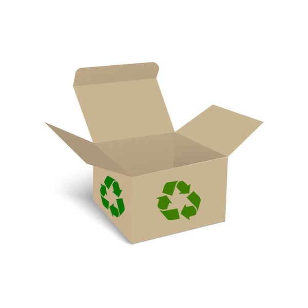 Prázdné kartonové krabice pro koše odpadků. Recyklujte krabice. Vektor — Stockový vektor