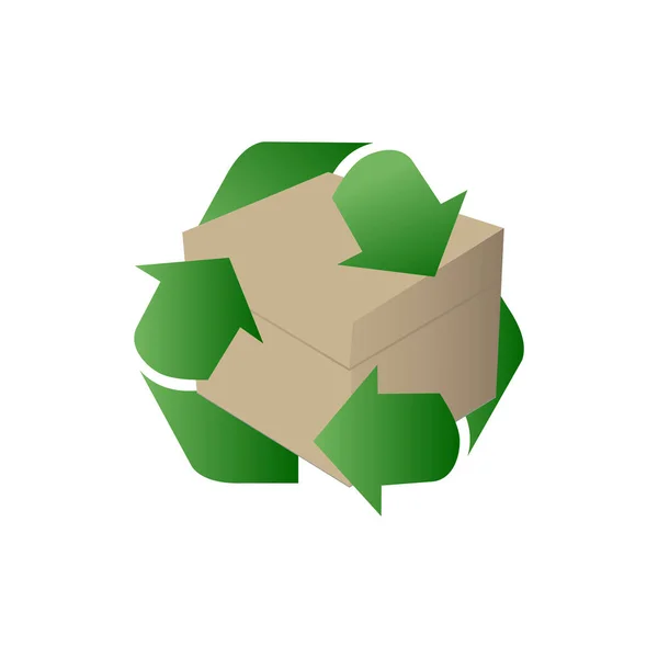Blank of cardboard box for trash of garbage. Recycle box. Vector — Stock Vector