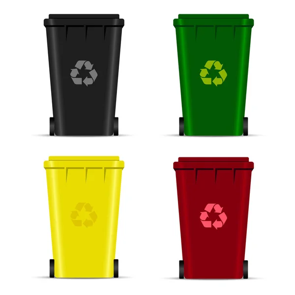 Conjunto de papeleras de reciclaje para basura o basura. Iconos vectoriales — Vector de stock