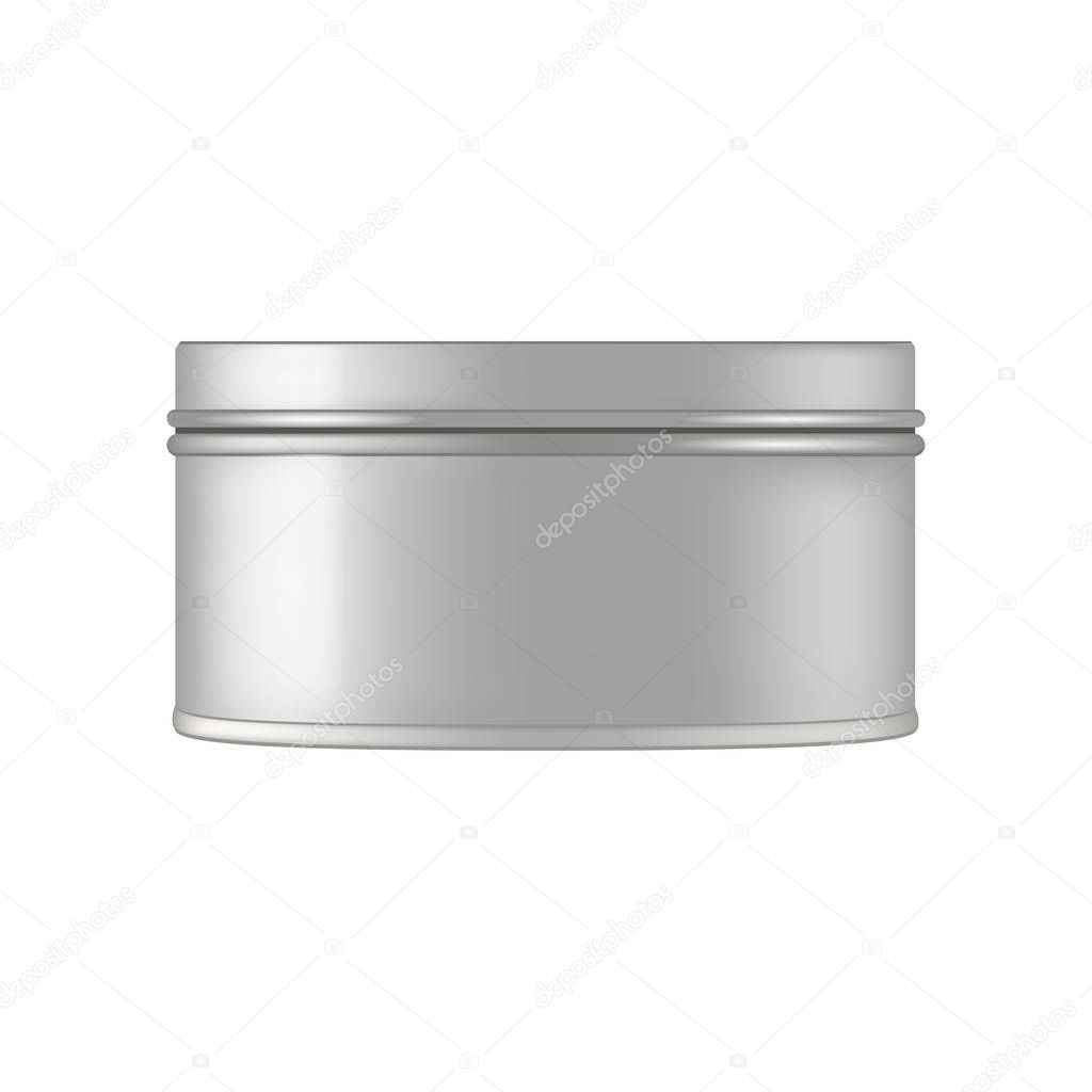 Metal cosmetic jar for cream, scrub, gel, powder. Vecto mockup