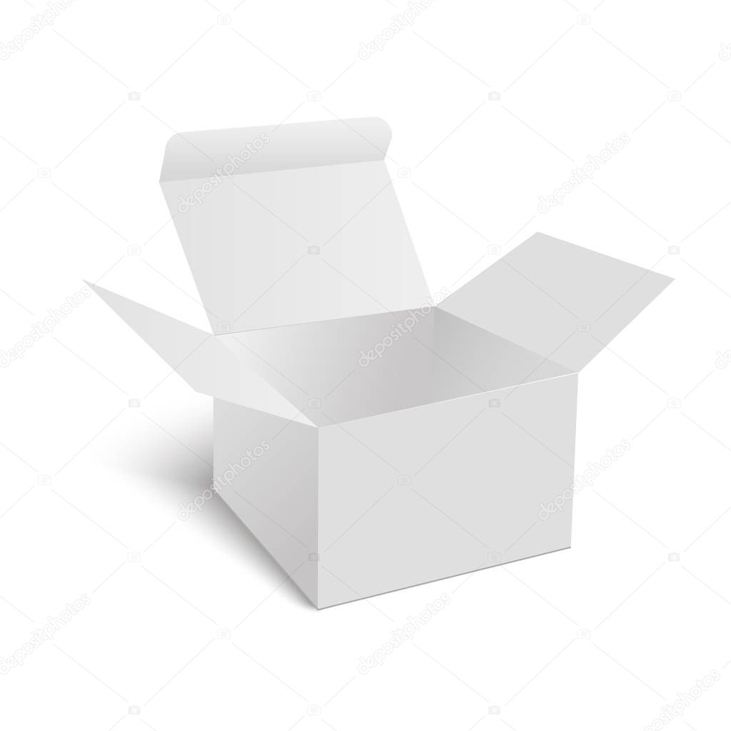 Opened White Modern Software Package Box. Packing box. Vector