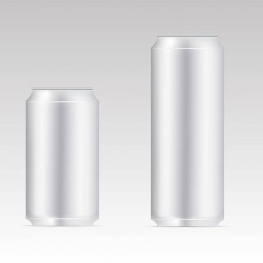 Mock up of metallic bottle. Realistic aluminum cans. Vector