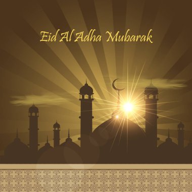 İslam kurban Festivali Eid Al Kurban Bayramı mübarek tebrik kartı vektör arka plan