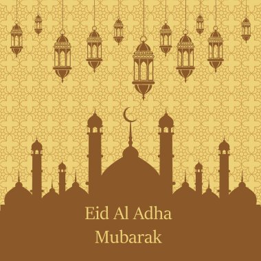 İslam kurban Festivali Eid Al Kurban Bayramı mübarek tebrik kartı vektör arka plan