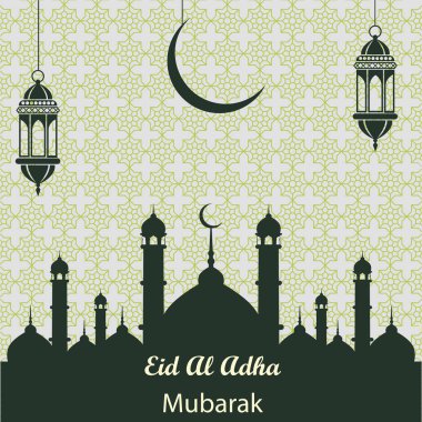 İslam kurban Festivali Eid Al Kurban Bayramı mübarek tebrik kartı vektör arka plan