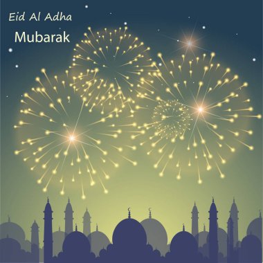 İslam kurban Festivali Eid Al Kurban Bayramı mübarek tebrik kartı vektör arka plan