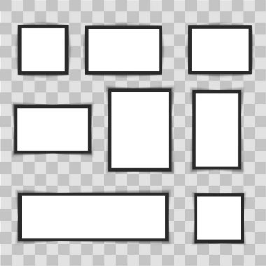 Saydam arka plan üzerinde fotoğraf çerçeveleri. Vektör çizim