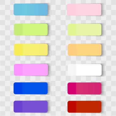 Ofis kağıt sayfalarının veya şeffaf bir arka plan üzerinde izole gölge ile yapışkan sopa kümesidir. Vektör