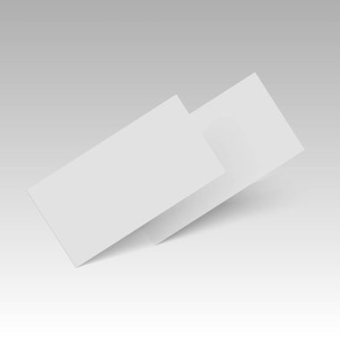 Düşen gerçekçi kartvizit şablonu. El ilanı mockup. Vektör çizim.