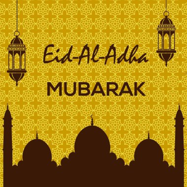 İslam kurban Festivali Eid Al Kurban Bayramı mübarek tebrik kartı vektör arka plan