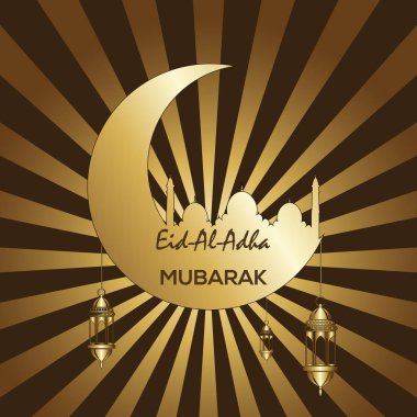 İslam kurban Festivali Eid Al Kurban Bayramı mübarek tebrik kartı vektör arka plan