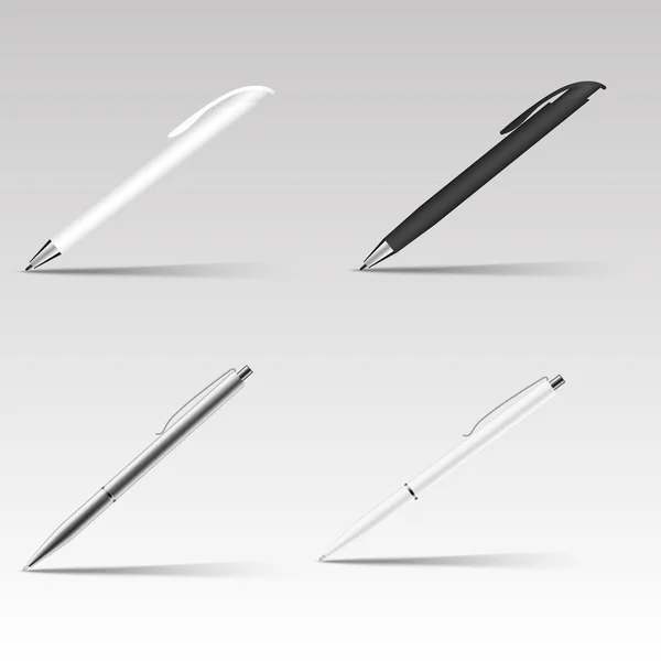 Conjunto de diferentes bolígrafos. Vector — Vector de stock