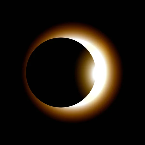 Fase do eclipse do sol no fundo escuro. Ilustração vetorial — Vetor de Stock