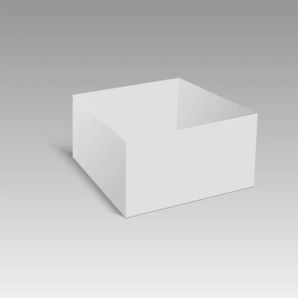 Mockup cuadrado blanco del cartón o de la caja del paquete de papel. Vector — Vector de stock