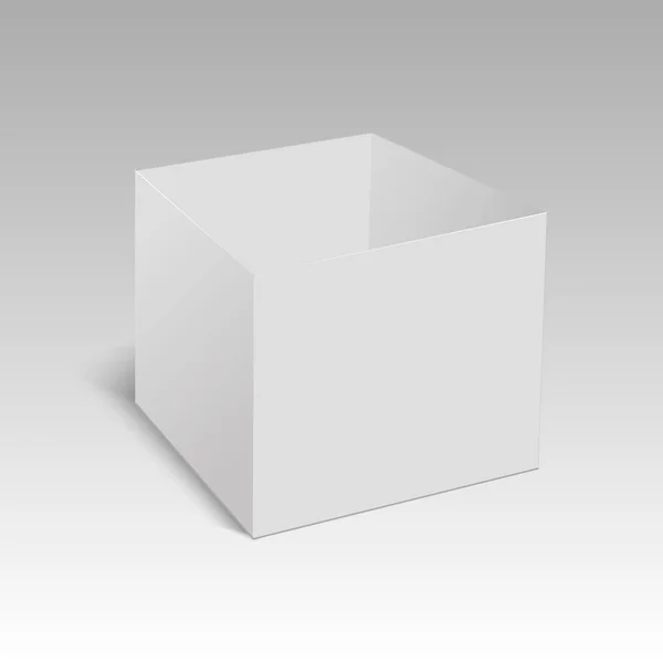 Weiße quadratische Karton- oder Pappschachtel-Attrappe. Vektor — Stockvektor