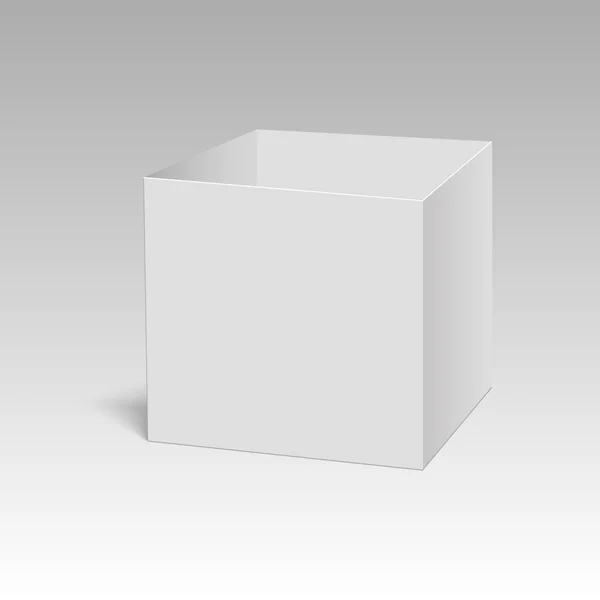 Mockup cuadrado blanco del cartón o de la caja del paquete de papel. Vector — Archivo Imágenes Vectoriales