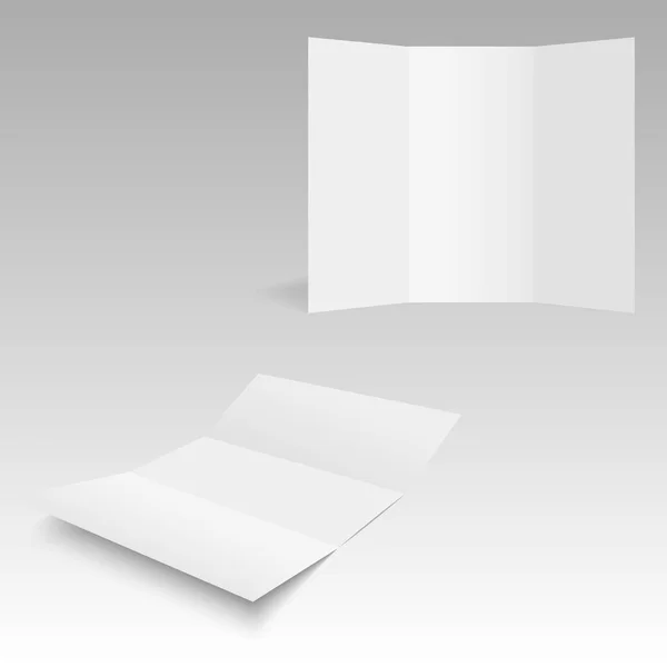 Leeres dreifach weißes Schablonenpapier mit weichen Schatten. Vektor — Stockvektor