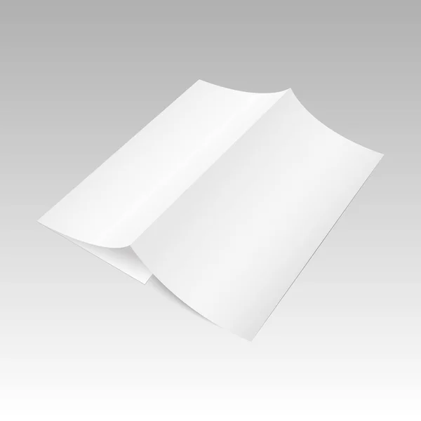 Folheto de papel dobrado em branco de três dobras, folheto, broadsheet. Ilustração vetorial —  Vetores de Stock